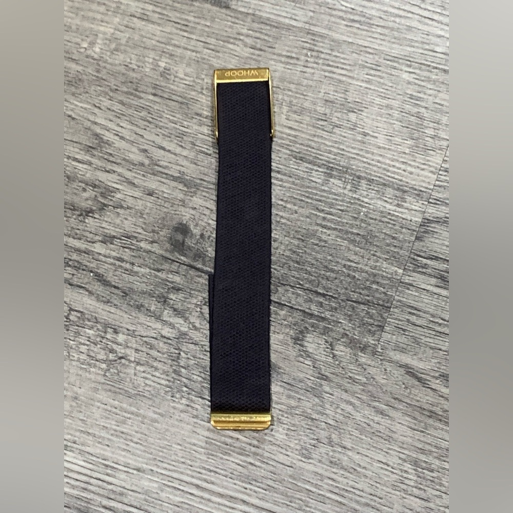 Whoop 4.0 luxeknit band strap with gold hardware